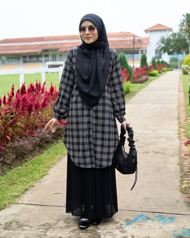 Blouse Nazuha - Black Plaid