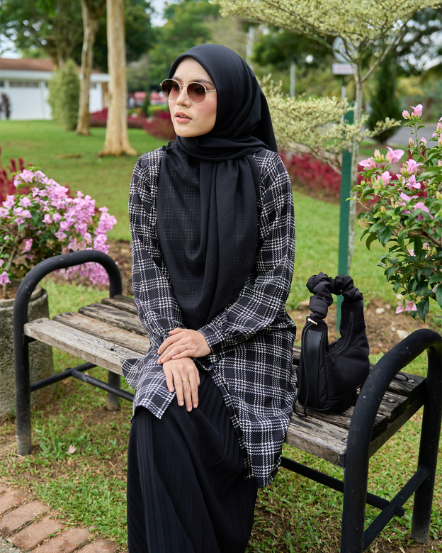 Blouse Nazuha - Black Plaid