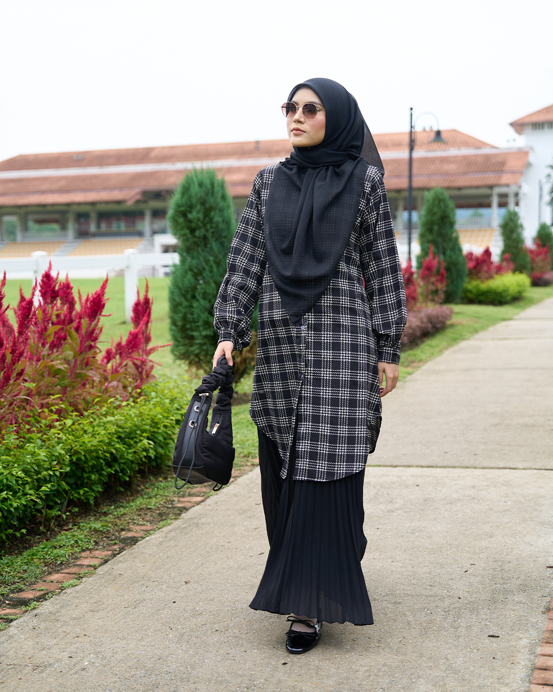Blouse Nazuha - Black Plaid