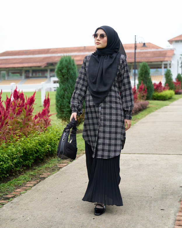 Blouse Nazuha - Black Plaid