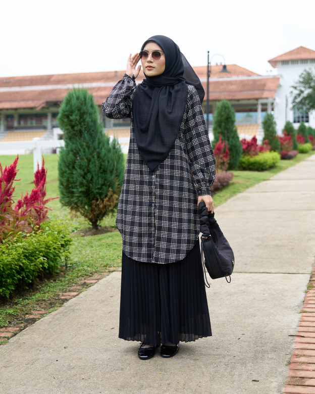 Blouse Nazuha - Black Plaid