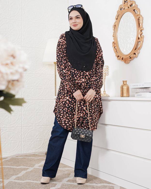 Blouse Nazuha - Blackie Leopard