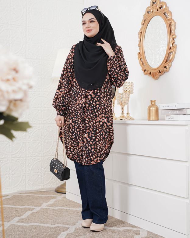 Blouse Nazuha - Blackie Leopard