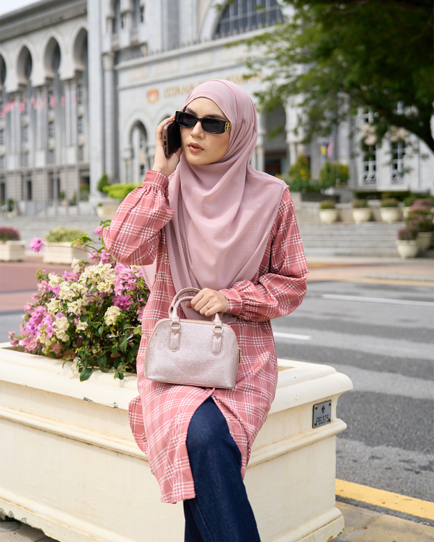 Blouse Nazuha - Coral Plaid