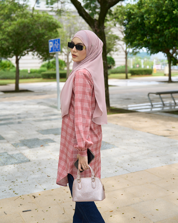 Blouse Nazuha - Coral Plaid