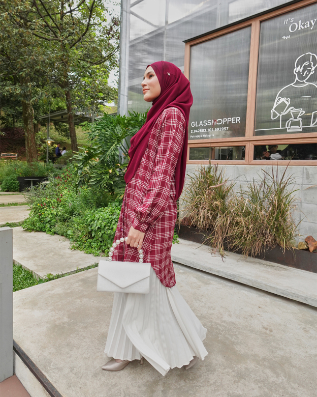 Blouse Nazuha - Maroon Plaid