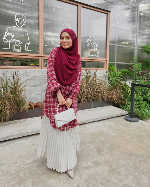 Blouse Nazuha - Maroon Plaid