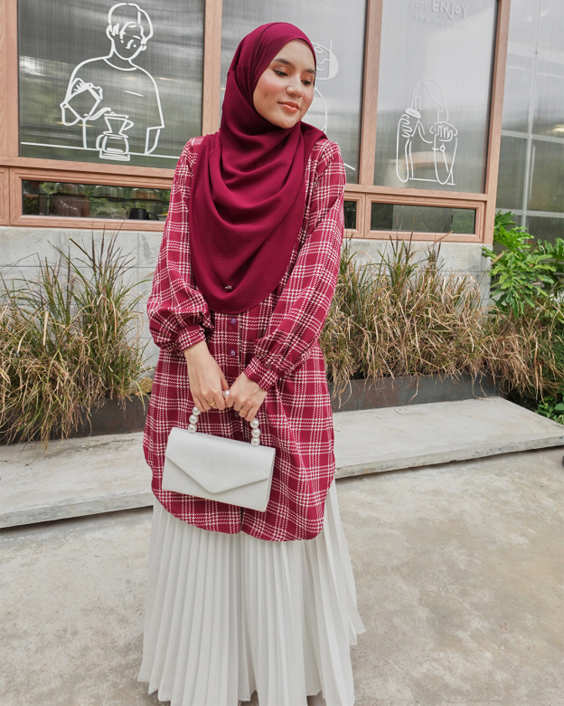 Blouse Nazuha - Maroon Plaid