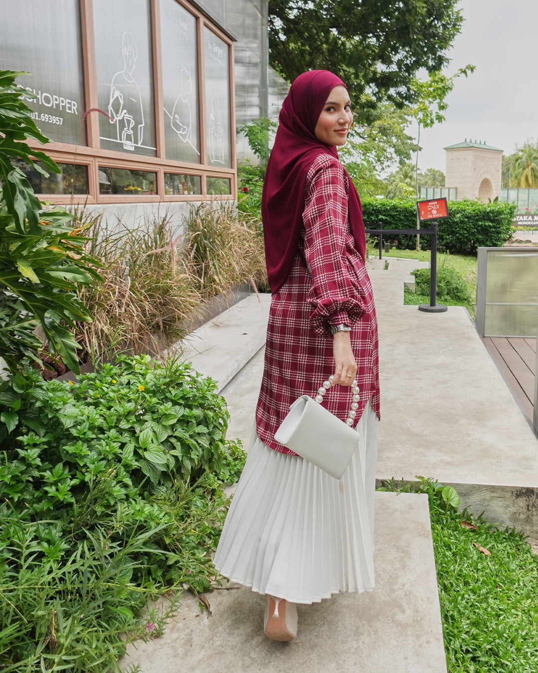 Blouse Nazuha - Maroon Plaid