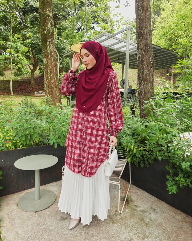Blouse Nazuha - Maroon Plaid