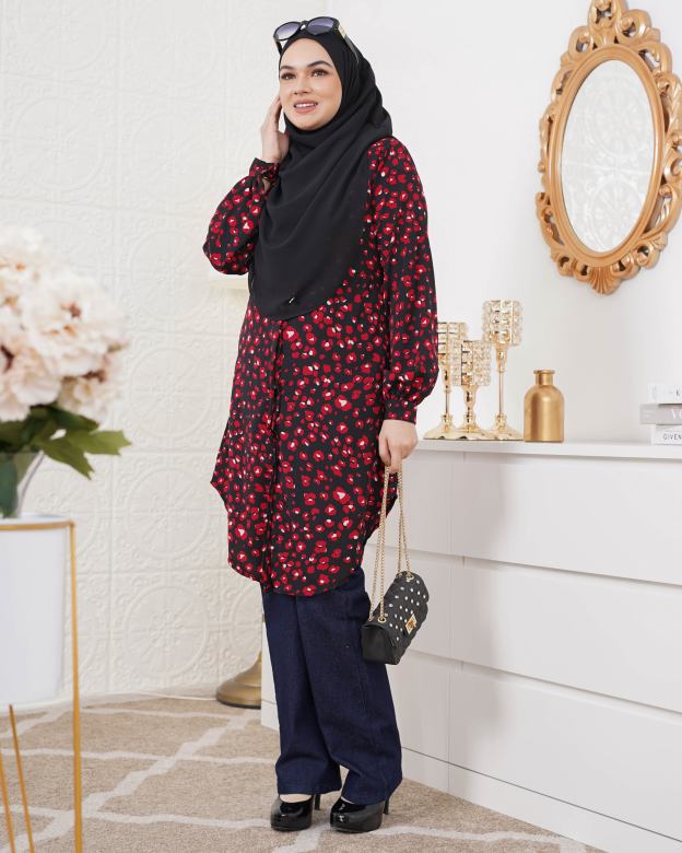Blouse Nazuha - Ruby Leopard