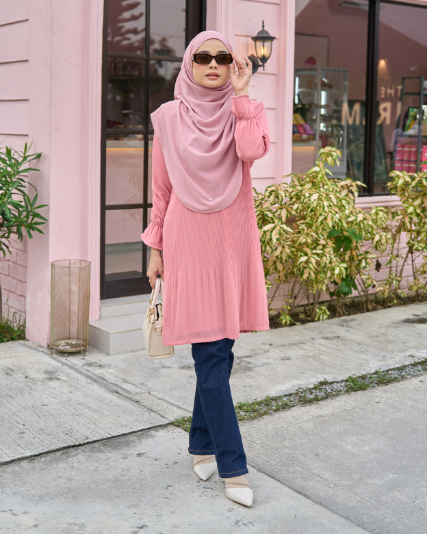 Blouse Pleated Heqira - Candy Pink