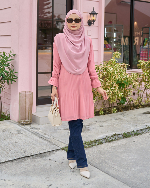 Blouse Pleated Heqira - Candy Pink