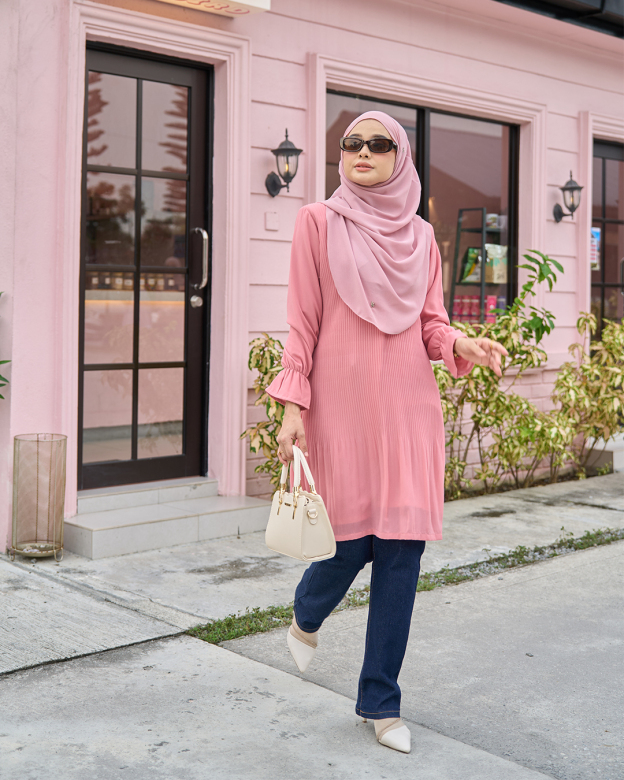 Blouse Pleated Heqira - Candy Pink