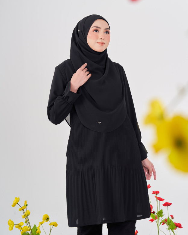 Blouse Pleated Heqira - Matte Black