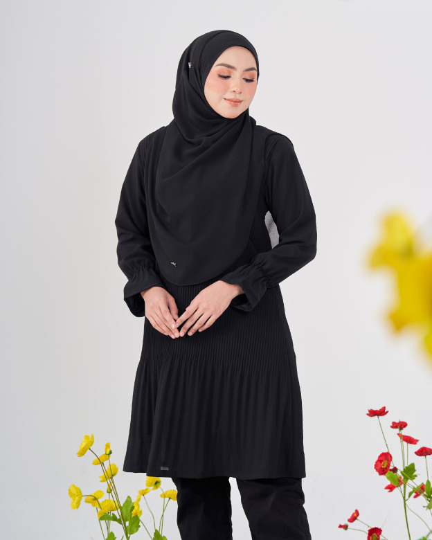 Blouse Pleated Heqira - Matte Black