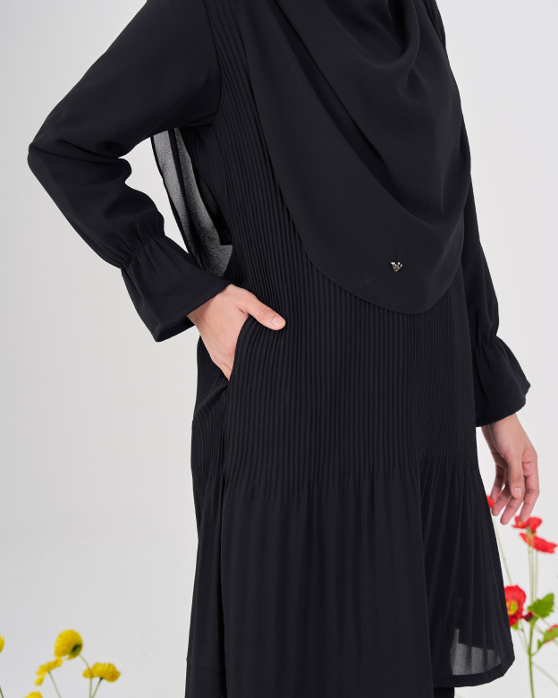 Blouse Pleated Heqira - Matte Black