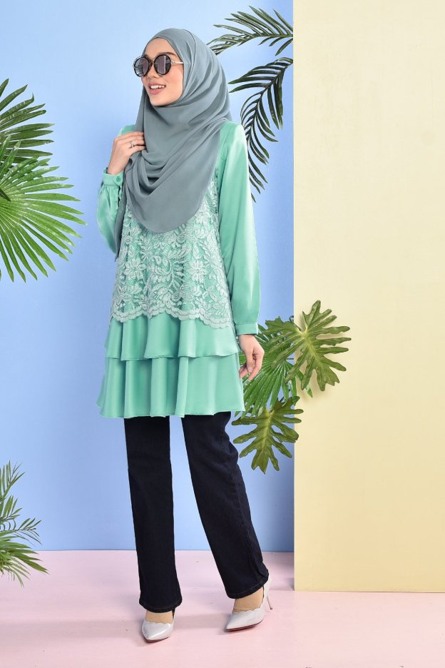 Blouse Lace Baini - Sea Green