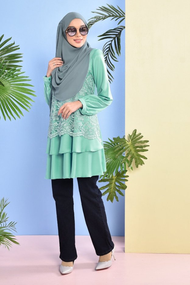 Blouse Lace Baini - Sea Green