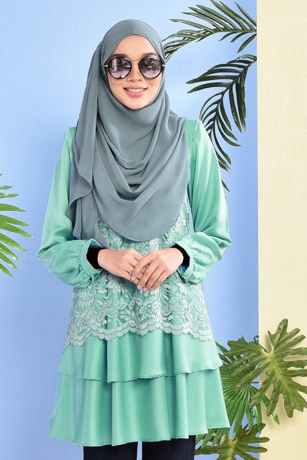 Blouse Lace Baini - Sea Green