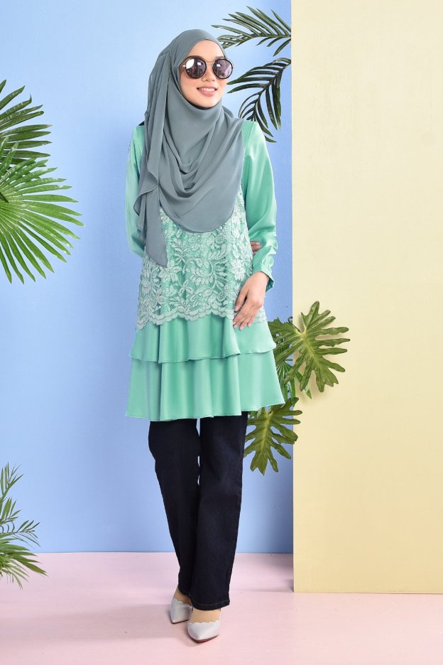 Blouse Lace Baini - Sea Green