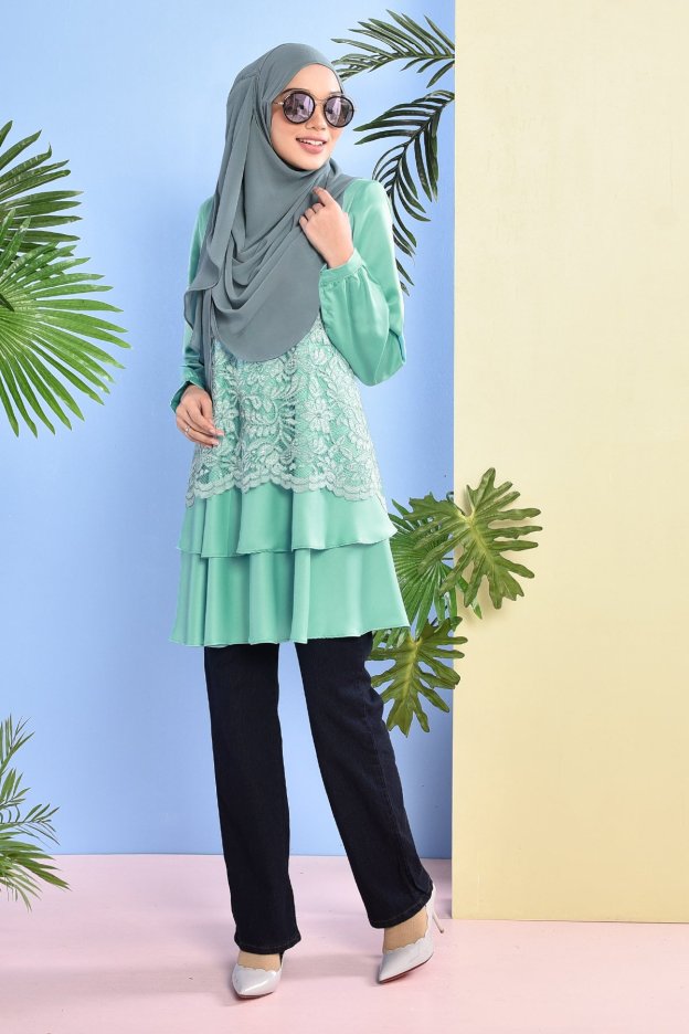 Blouse Lace Baini - Sea Green
