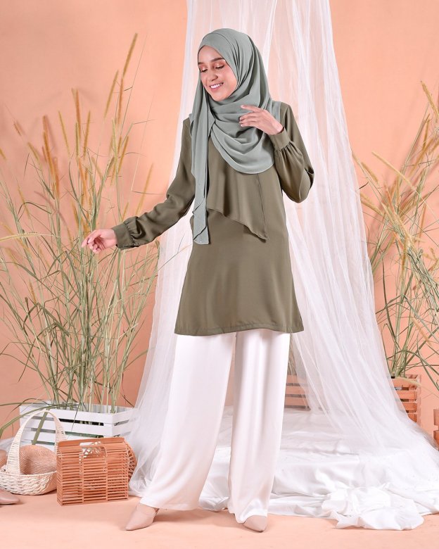 Blouse Ruffle Naomi - Moss Green