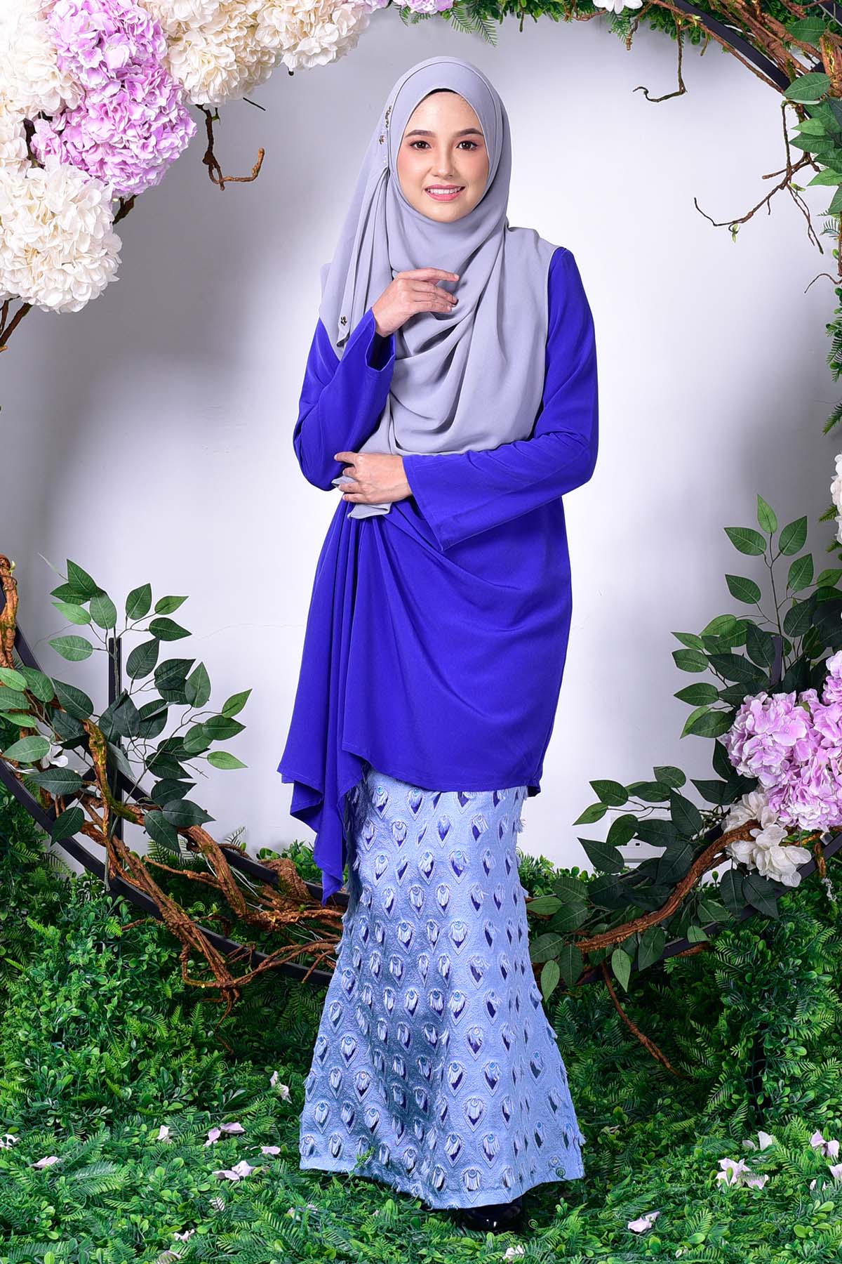 Baju Kurung Erine Waterfall - Royal Blue