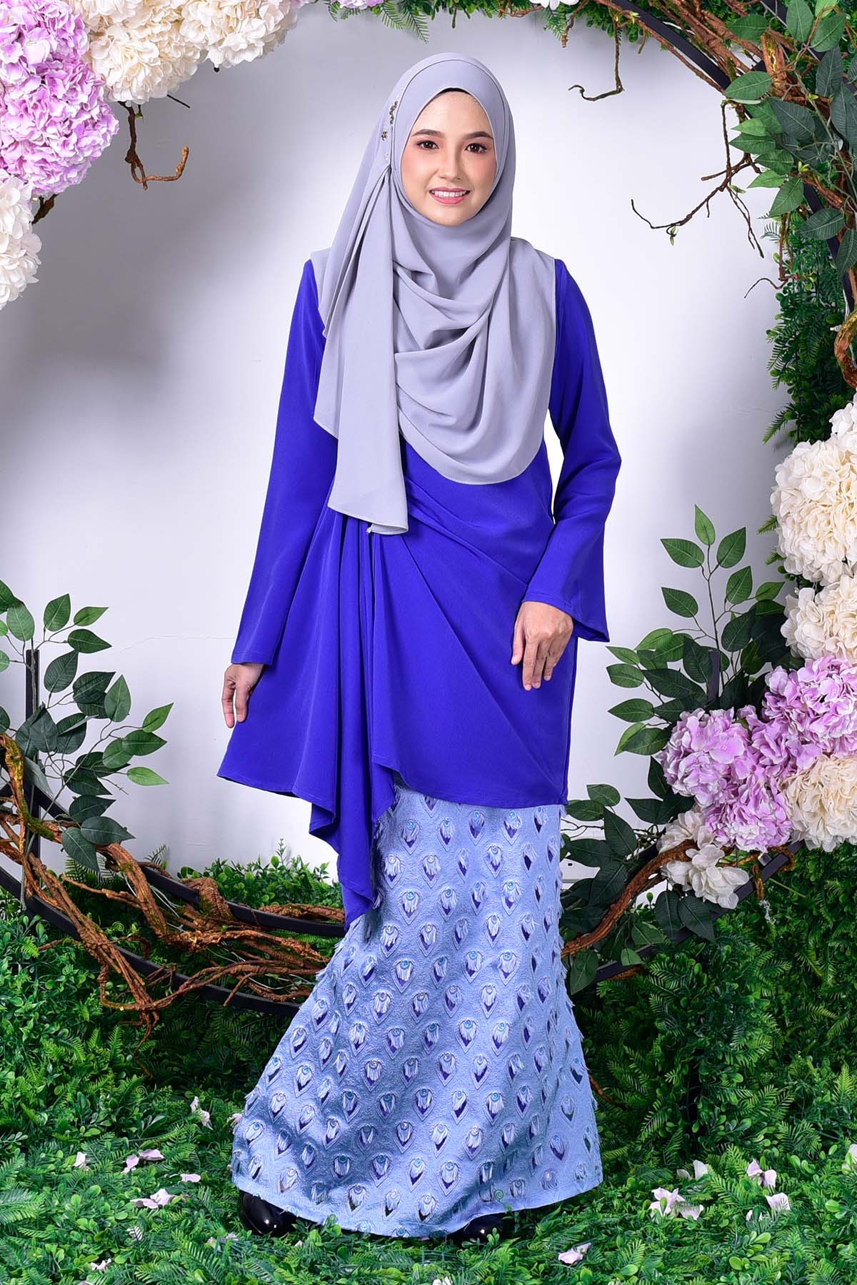 Baju Kurung Erine Waterfall - Royal Blue
