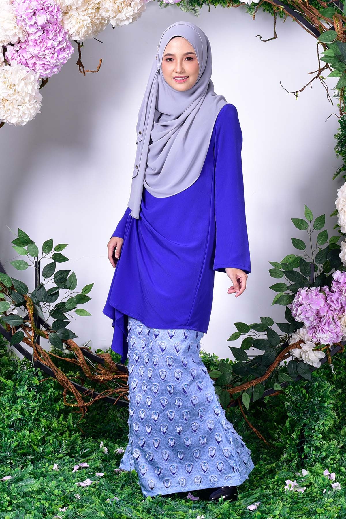 Baju Kurung Erine Waterfall - Royal Blue