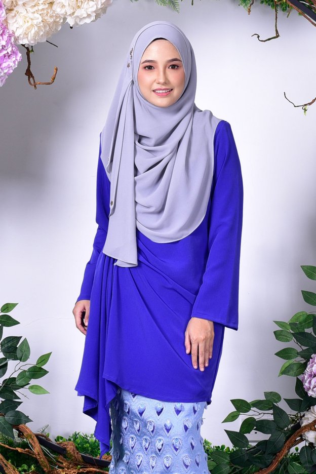 Baju Kurung Erine Waterfall - Royal Blue