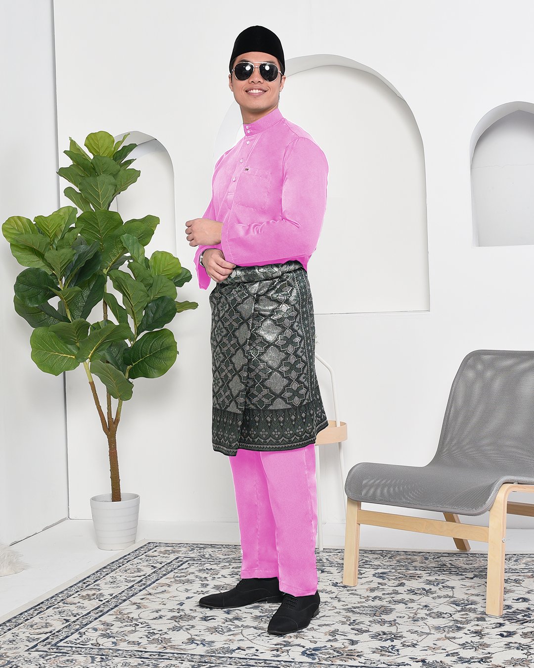 Baju Melayu Adam Regular Fit - Pink Flamingo