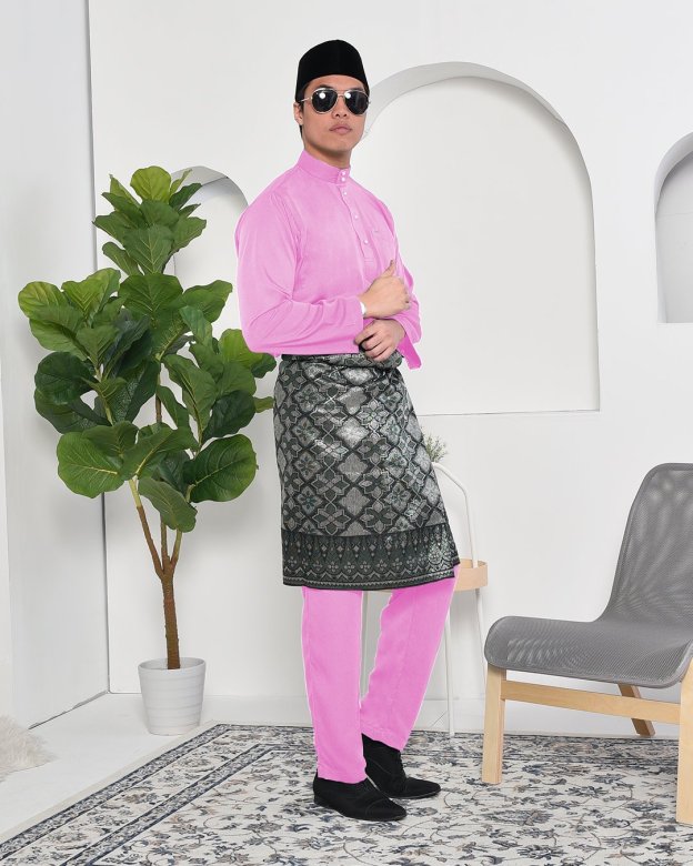 Baju Melayu Adam Regular Fit - Pink Flamingo