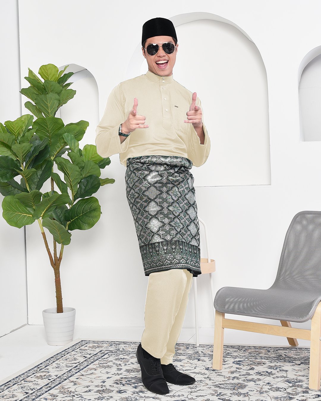 Baju Melayu Adam Regular Fit - Ivory Cream