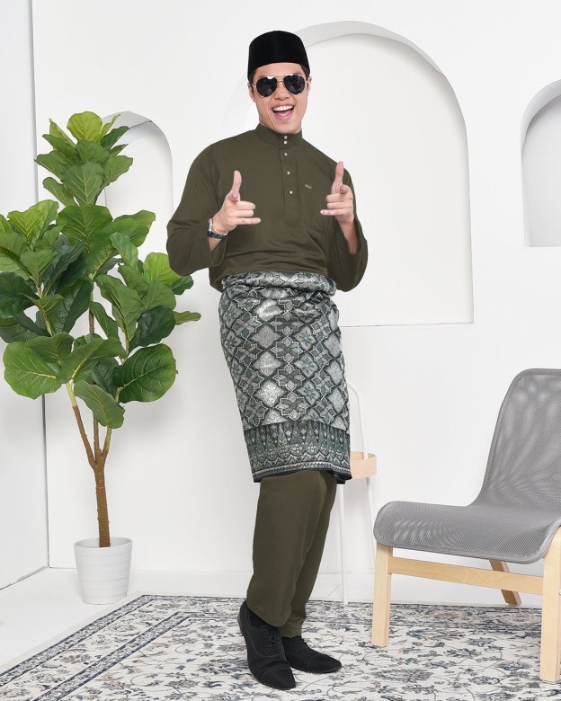 Baju Melayu Adam Regular Fit - Olive Green