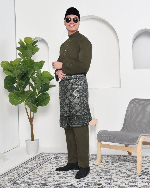 Baju Melayu Adam Regular Fit - Olive Green