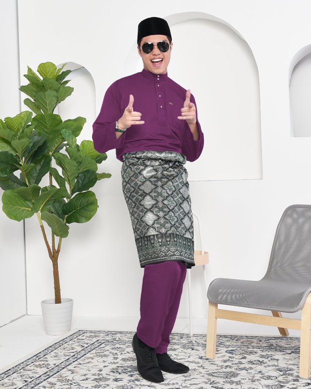 Baju Melayu Adam Regular Fit - Purple Plum