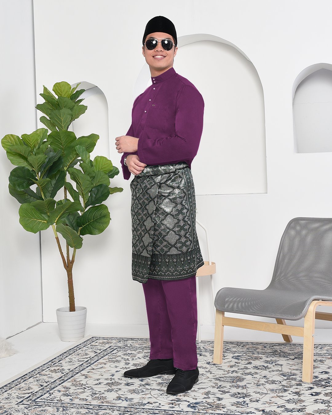 Baju Melayu Adam Regular Fit - Purple Plum