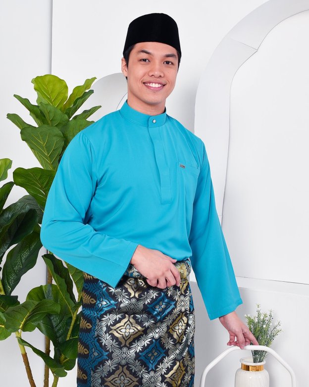 Baju Melayu Yusuf Slim Fit – Aqua Marine