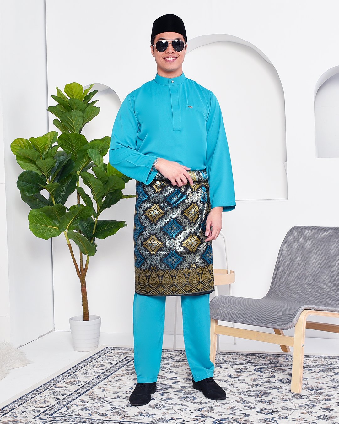 Baju Melayu Yusuf Slim Fit – Aqua Marine