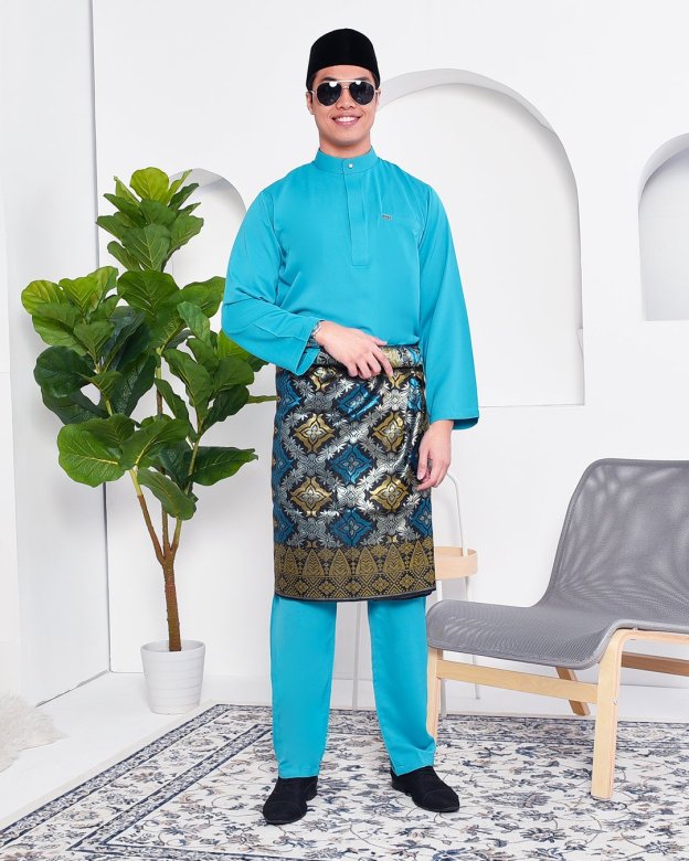Baju Melayu Yusuf Slim Fit – Aqua Marine