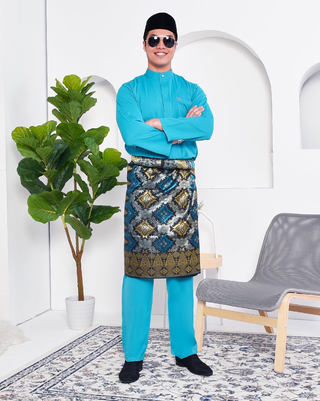 Baju Melayu Yusuf Slim Fit – Aqua Marine