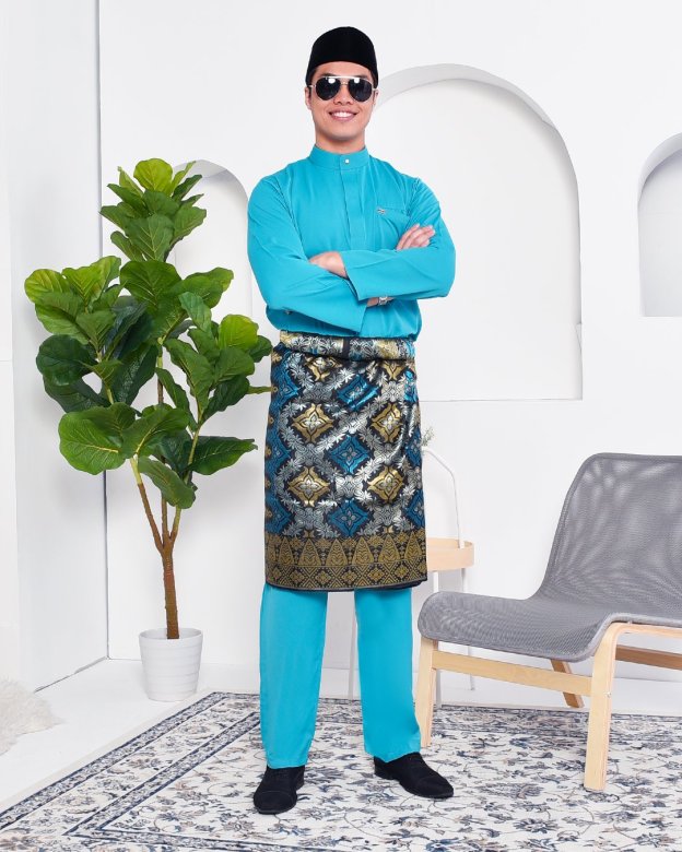 Baju Melayu Yusuf Slim Fit – Aqua Marine