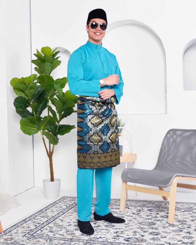 Baju Melayu Yusuf Slim Fit – Aqua Marine