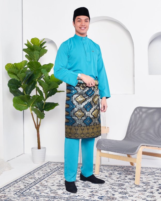 Baju Melayu Yusuf Slim Fit – Aqua Marine