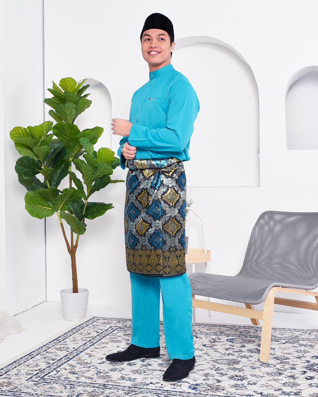Baju Melayu Yusuf Slim Fit – Aqua Marine