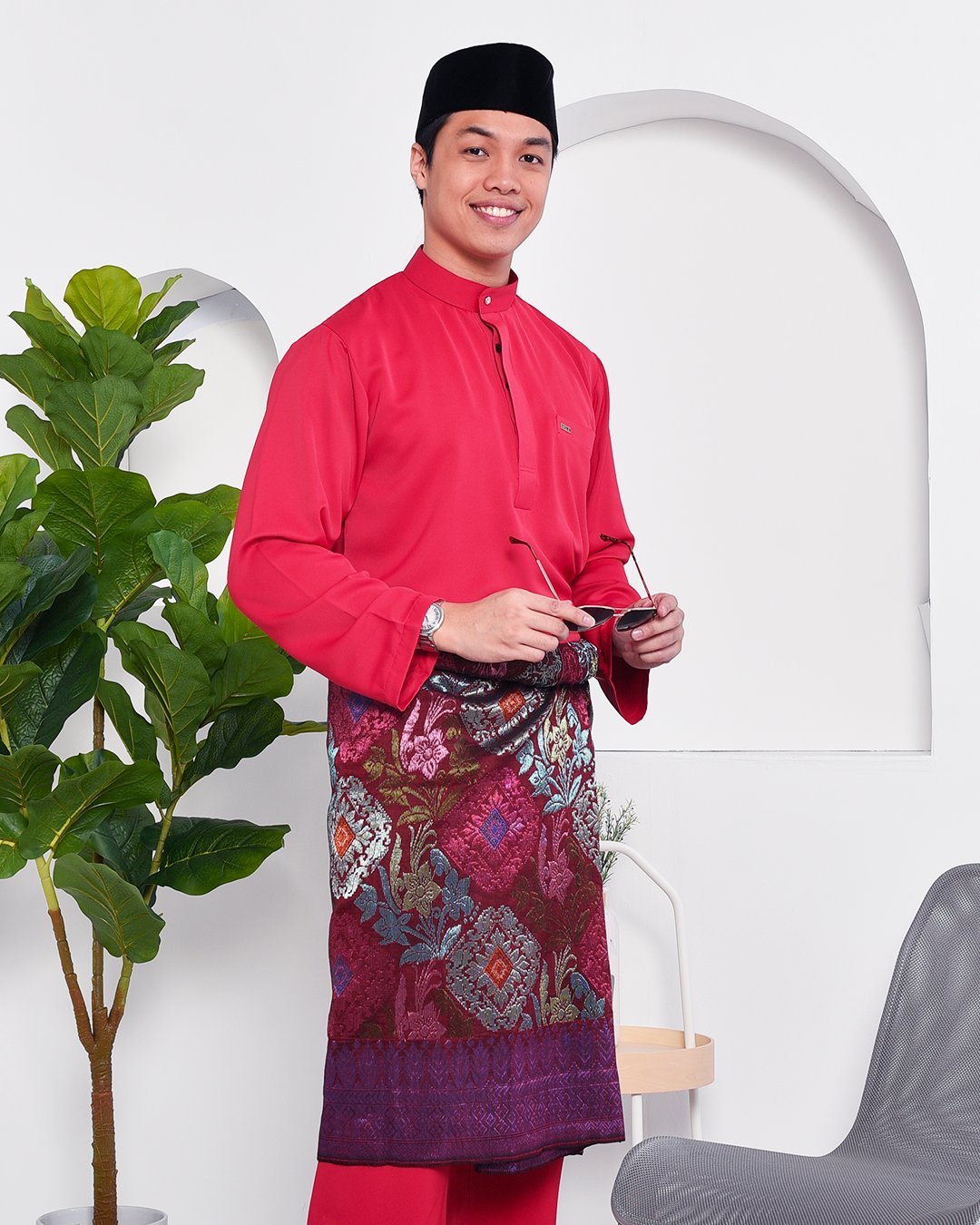 Baju Melayu Yusuf Slim Fit – Cherry Red