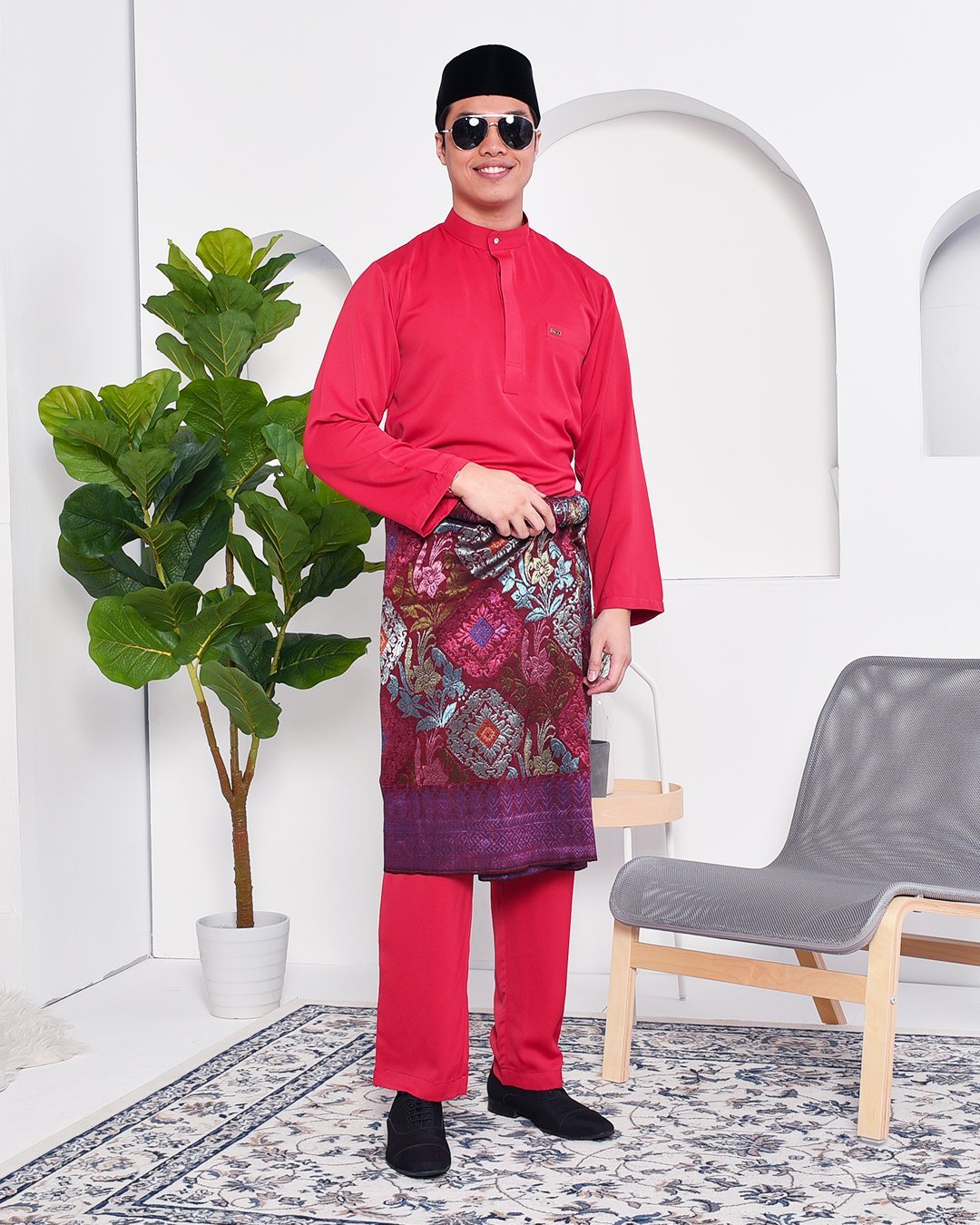 Baju Melayu Yusuf Slim Fit – Cherry Red