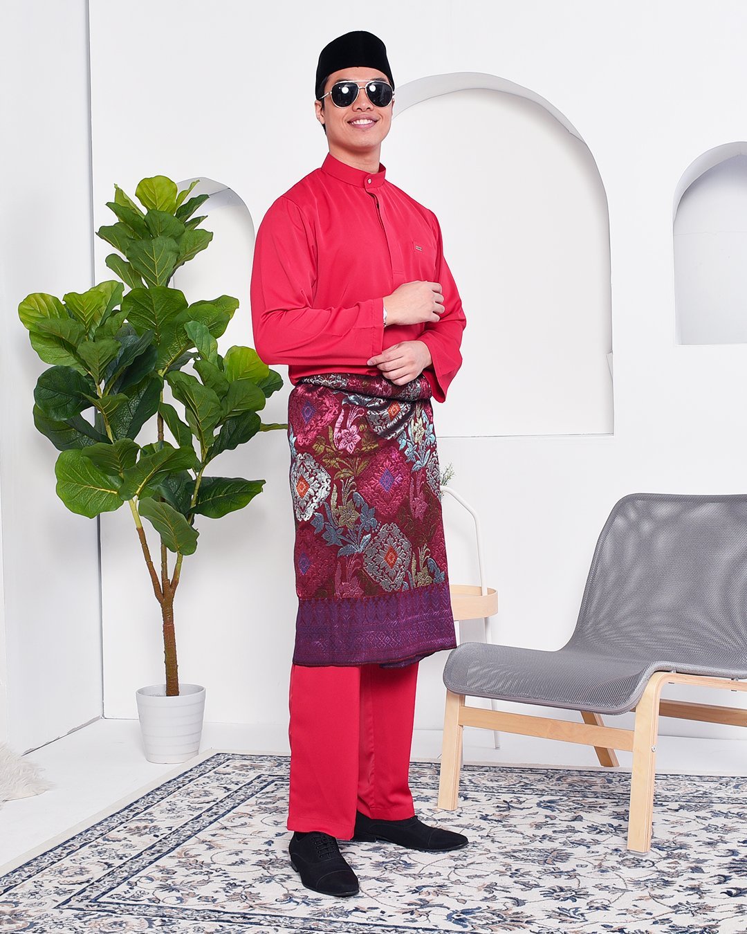 Baju Melayu Yusuf Slim Fit – Cherry Red