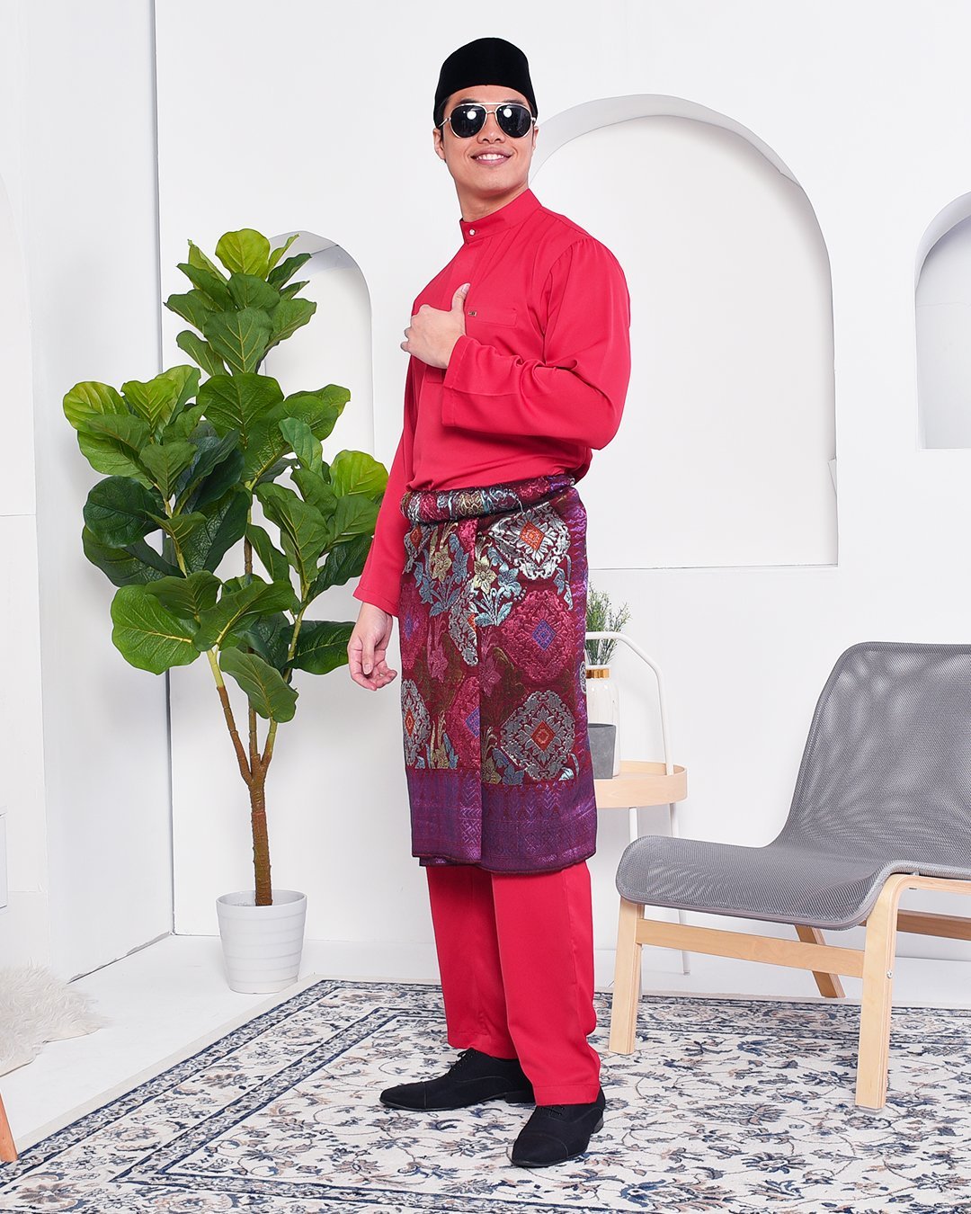 Baju Melayu Yusuf Slim Fit – Cherry Red